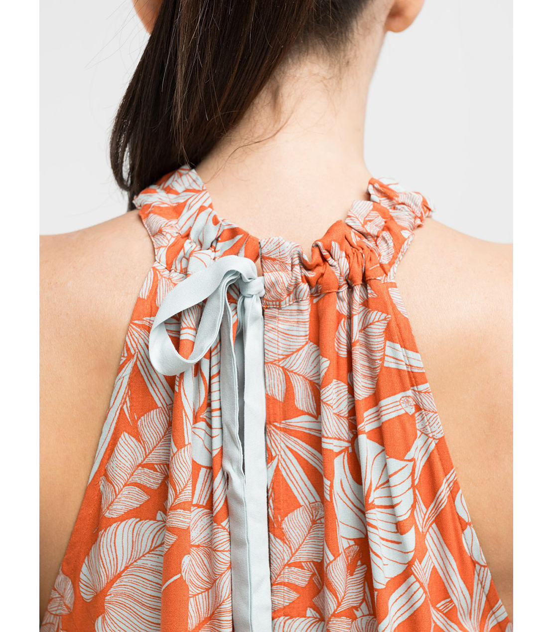 ハワイアンプリント Aラインロングドレス 詳細画像 ブリック 4